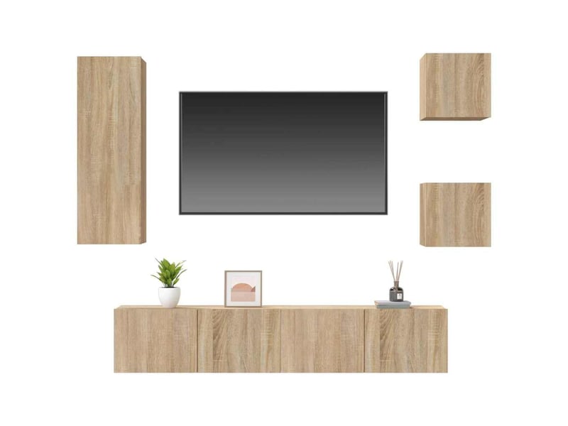  Ensemble de meubles tv 5 pcs chêne sonoma bois d'ingénierie shl81404  - Conforama D