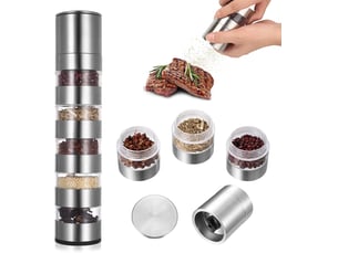 Ensemble de 5 moulins à sel et à poivre portables en acier inoxydable, comprenant des mini-pots à épices pour barbecue, camping et pique-nique