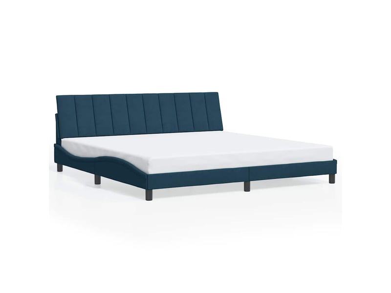  Lit double- lit adulte -  cadre de lit sans matelas hanko bleu 200x200 cm velours  - Conforama A