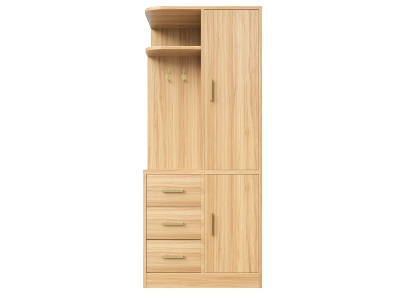  Armoire 1 porte avec rangements 70x50x170 cm coloris bois naturel  - Conforama E
