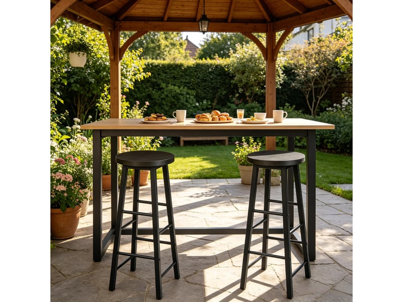 Tabourets de bar chic lot de 2, style bistrot, avec repose-pieds, cuisine et petit-déjeuner modernes  - Conforama E