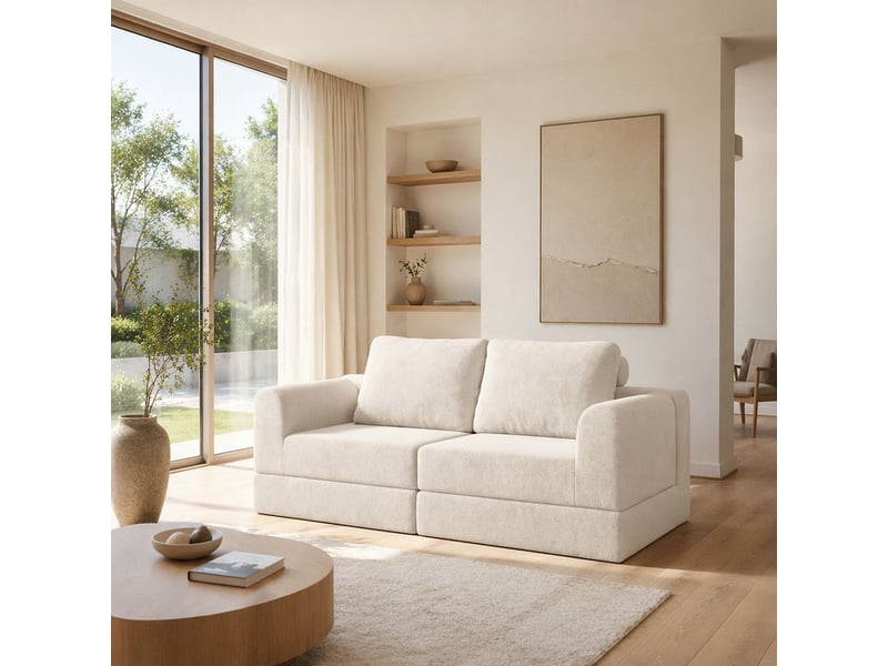 Canapé droit convertible ,2 places,avec mousse à mémoire de forme et support dorsal,160x80x78 cm,beige - Conforama D