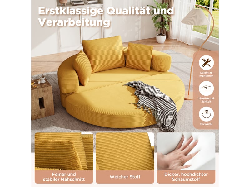  Canapé modulable - gain de place - mousse - jaune - pour salon et séjour 173x176x40cm - Conforama D