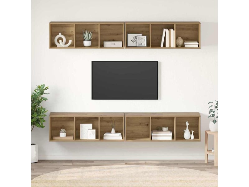  Ensemble meuble tv - banc tv - meuble de rangement 4 pcs chêne artisanal bois d'ingénierie  - Conforama B