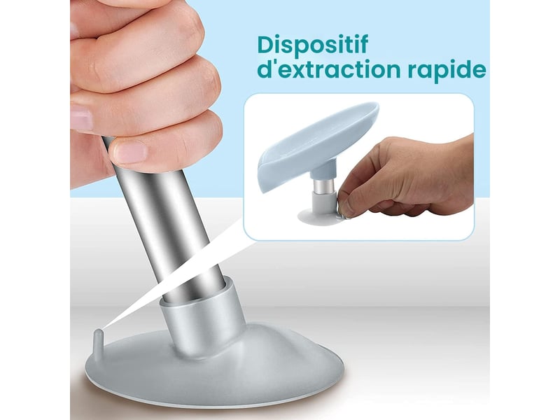  Ce porte-savon à ventouse peut être utilisé comme porte-savon de douche et possède un trou d'évacuation au fond pour un nettoyage facile.  - Conforama D