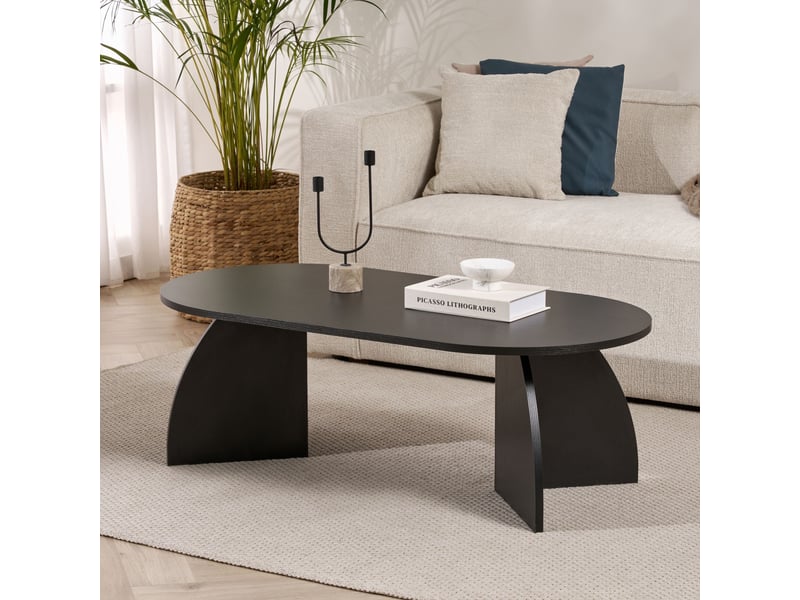  Table basse ovale couleur bois noir 120 cm  - Conforama D