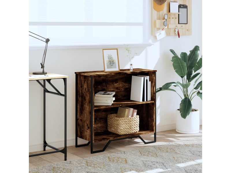  Bibliothèque, étagère de rangement chêne fumé 80x31x74,5 cm bois d'ingénierie  - Conforama C