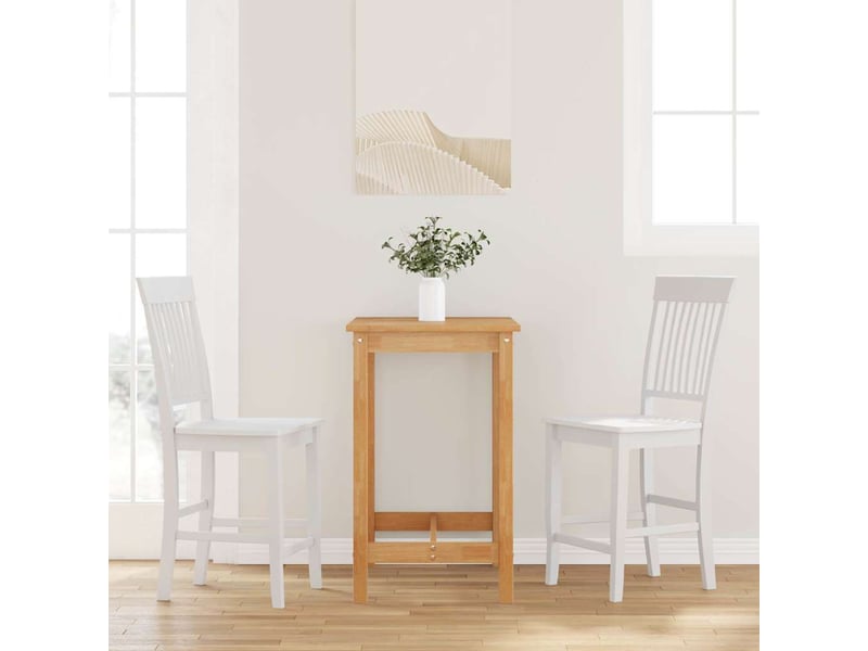  Lot de 2 tabouret de bar, chaise de bar en bois massif blanc et caoutchouc shl75185  - Conforama B