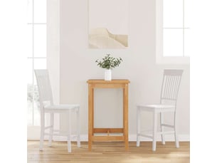 Lot de 2 tabouret de bar, chaise de bar en bois massif blanc et caoutchouc shl75185