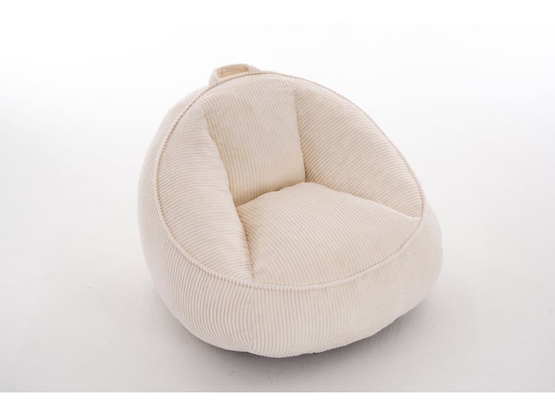 Pouf  90 x 90 x 59 cm avec dossier ergonomique, en velours côtelé beige, mousse à mémoire de forme, pour adultes et enfants  - Conforama A