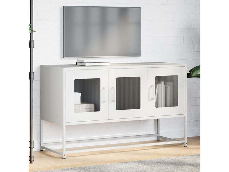  Meuble tv - banc tv - meuble de rangement blanc 100,5x39x60,5 cm acier laminé à froid  - Conforama C
