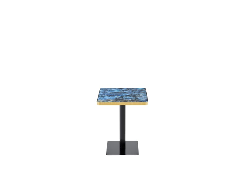Table de salle à manger carrée pour 2 à 4 personnes, plateau aspect marbre, piètement métal bleu, 60 × 60 × 74 cm - Conforama A