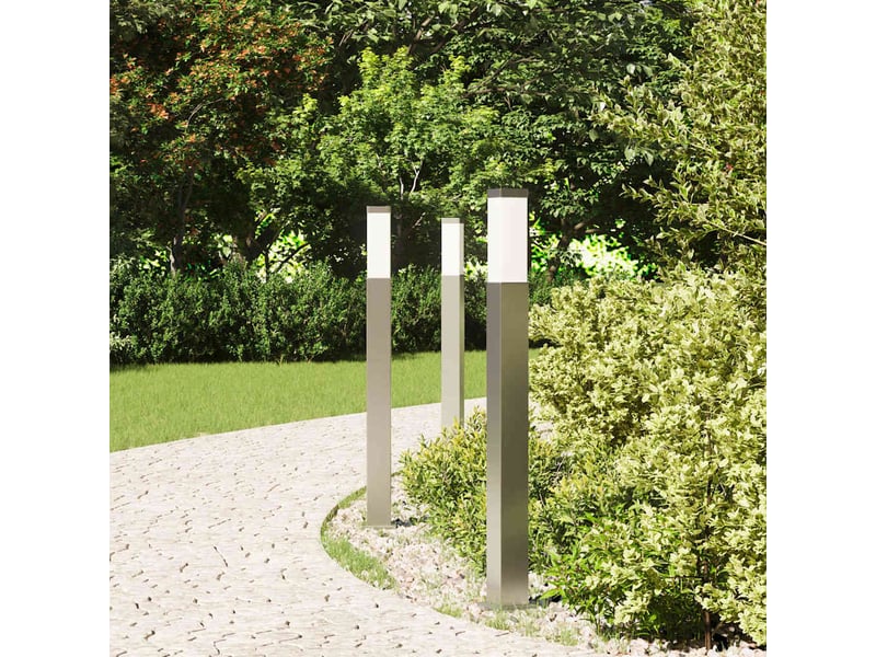 Lot de 3 borne lumineuse 80 cm acier inoxydable ip44 shl9540 - Conforama C