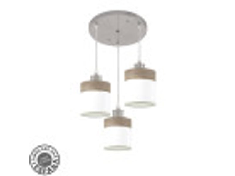  Plafonnier suspendu fabrilamp cloe nickelblanc-bois gris 3 x e27 hauteur réglable 43-105 cm 42x42 cm 175483083 - Conforama B
