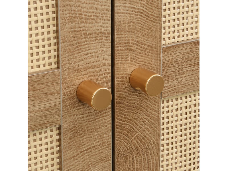  Armoire penderie 80x50x180 cm noyer naturel en mdf, 2 tiroirs, tringle et étagères de rangement  - Conforama E