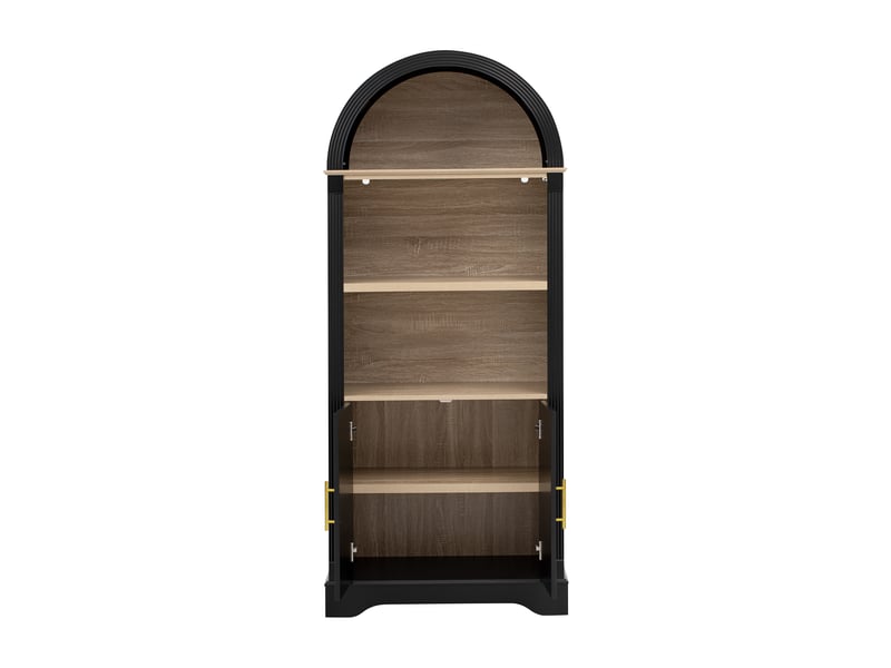 Buffet haut 76,2 x 40 x 180 cm avec led, 2 portes et étagère réglable, mdf noir Jamama eleni - Conforama R