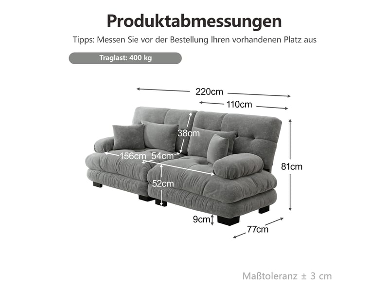  Canapé d'angle modulable - forme l - coussins lombaires - tissu chenille - structure en bois massif - mobilier de salon - gris CozyNest - Conforama D