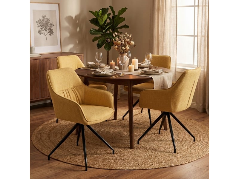  Lot de 2 chaises rembourrées en tissu avec accoudoirs celeste - jaune  - Conforama B