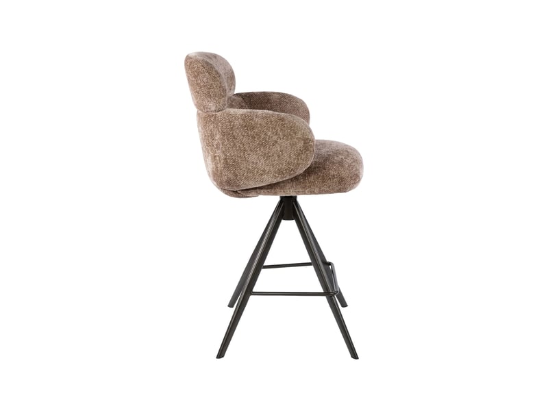  Lot de 2 chaises de bar pivotantes tissu texturé champagne et bronze  - Conforama E