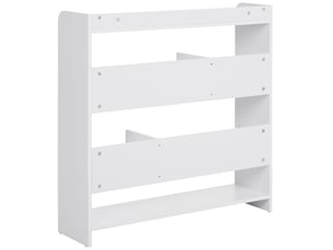 Bibliothèque étagère meuble de rangement dim. 90l x 24l x 91h cm 4 niveaux 3 panneaux arrières panneaux de particules blanc
