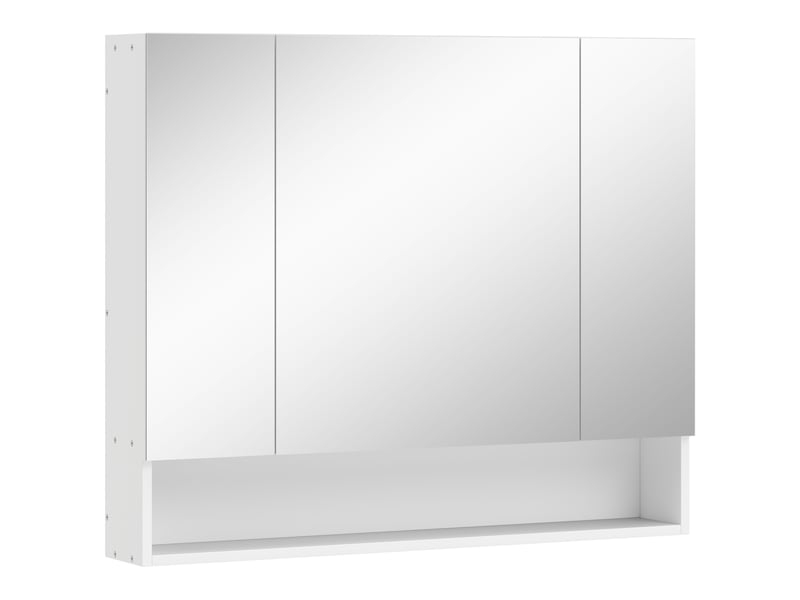  Armoire murale salle de bain avec miroir, armoire de toilette 3 portes miroir, étagères réglables, blanc, 90x15x75cm  - Conforama B