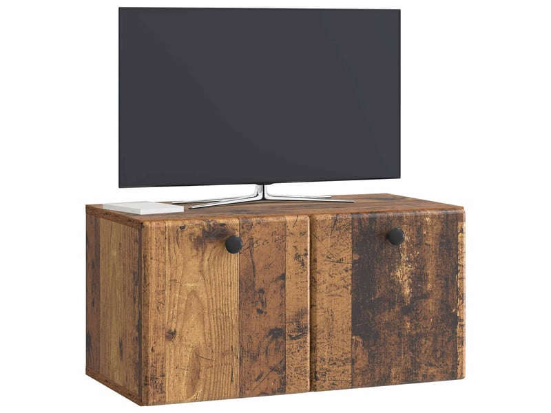  Meuble tv - banc tv - meuble de rangement mural 59,5 x 31 x 30 cm bois ancien bois d'ingénierie  - Conforama C