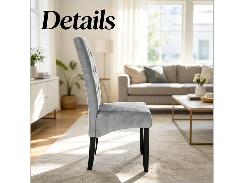  Lot de 2 chaises de salle à manger dossier haut, pieds en bois, gris clair T5828P511380 - Conforama D