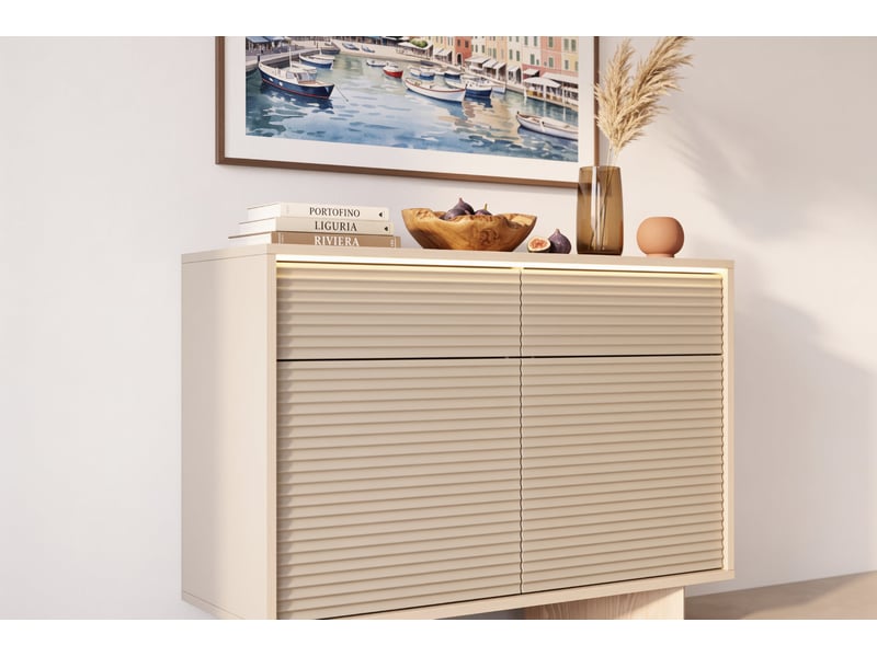  Gobi mini - commode 104 cm melaminé beige  - Conforama D