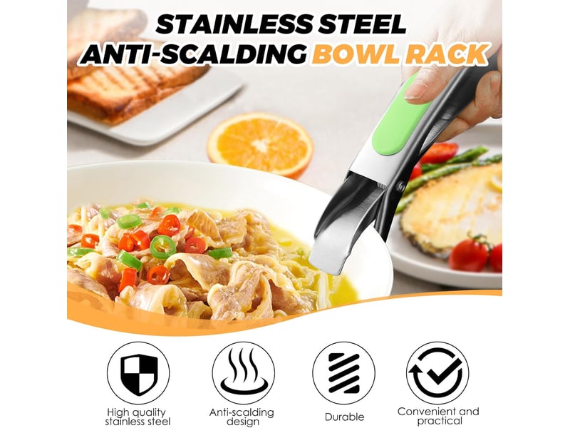 Pinces anti-brûlures en acier inoxydable pour plaques à pizza au four (vert et orange) - Conforama C