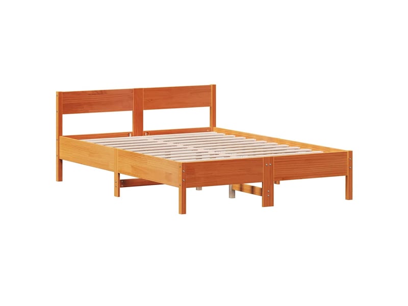  Lit double- lit adulte -  cadre de lit sans matelas  marron 150x200cm bois pin massif  - Conforama A