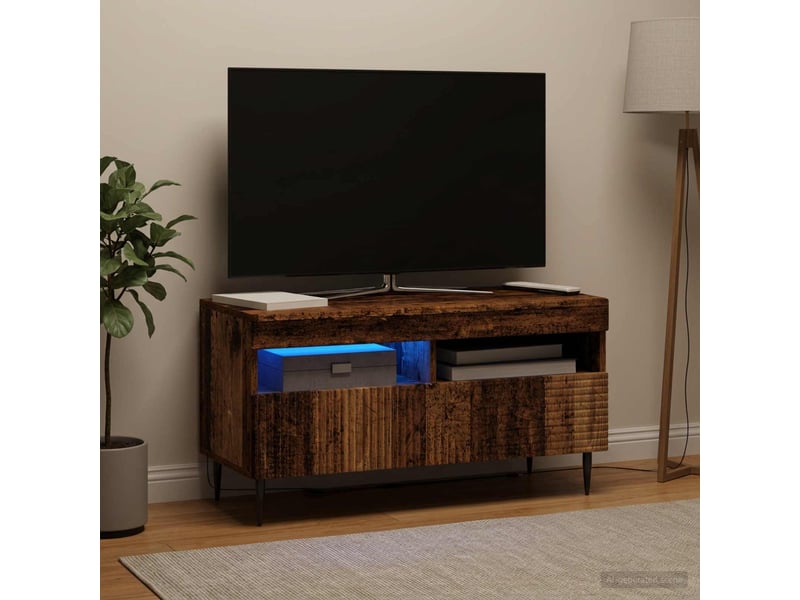 Meuble tv - banc tv - meuble de rangement led bois ancien bois d'ingénierie - Conforama D