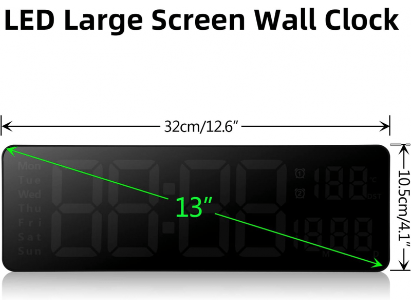  (13 pouces, vert) horloge murale numérique à led avec télécommande, compte à rebours, luminosité réglable, adaptée pour le salon, la  - Conforama B