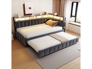 Lit banquette 90x200 cm <strong></strong> <strong>evarich</strong> coloris gris