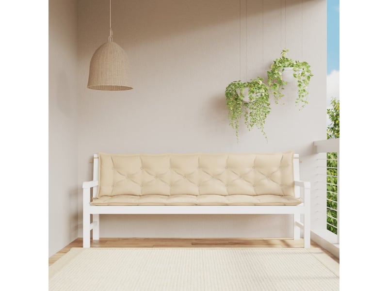 Lot de 2 coussins de banc jardin, coussins d'assise beige 200x50x7 cm tissu oxford cf58717  - Conforama B