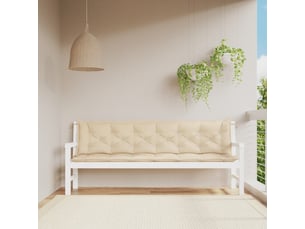 Lot de 2 coussins de banc jardin, coussins d'assise beige 200x50x7 cm tissu oxford cf58717