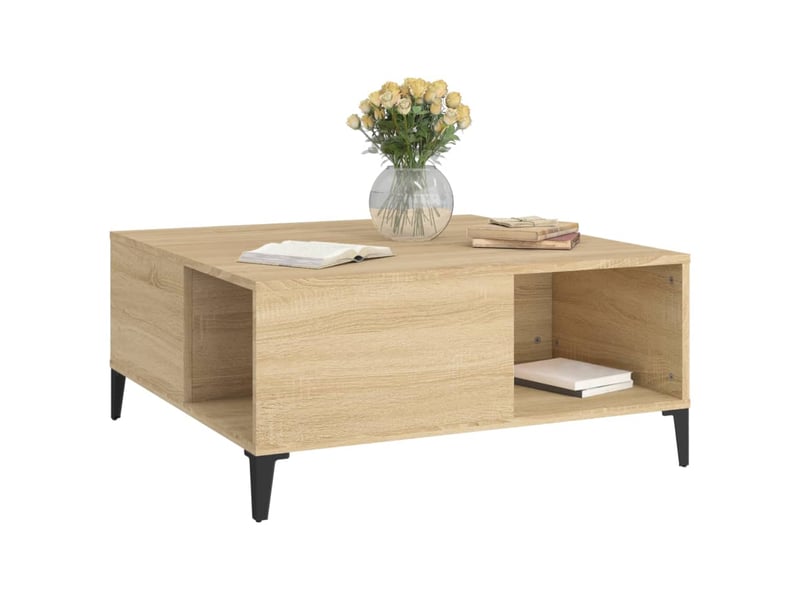  Table basse | table de salon chêne sonoma 80x80x36,5 cm bois d'ingénierie  - Conforama D