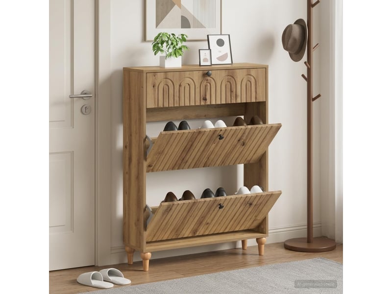  Meuble à chaussure, cabinet à chaussures alkmaar 78x24x103 cm bois d'ingénierie shl3880  - Conforama B