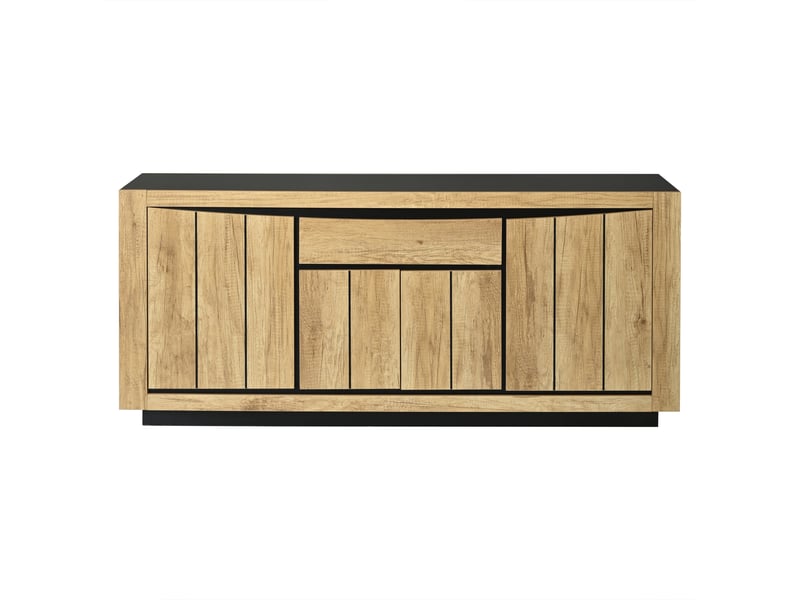 Buffet bas commode 140x40x60 cm - 4 portes - 1 tiroir - fermeture amortie - mdf - bois naturel - Conforama A