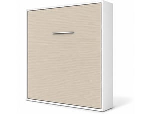 Lit escamotable vertical kola – seulement 34,5cm de profondeur, le confort d’un vrai lit-90x190-cadre blanc-façade vison