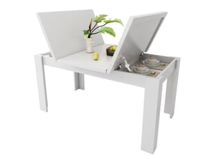 Table à manger rectangulaire 120 x 70 cm – blanche – rangement intégré, style moderne et gain de place
