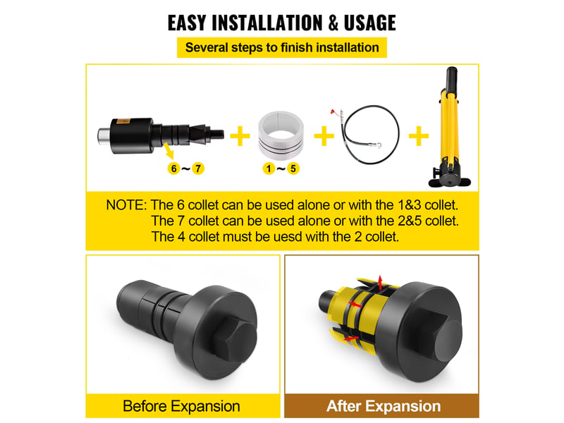 Extenseur de tuyau deechappement hydraulique, taille 1-58 a 4-14, civiere tuyau hydraulique manuelle 10 t 4 matrices 2 etuis de rangement pour tubes cuivre et aluminium reparation automobile  - Conforama E