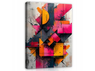 Tableau décoration murale impression sur toile abstrait géométrique rose - 40x60 cm - tableau décoration murale chambre et salon