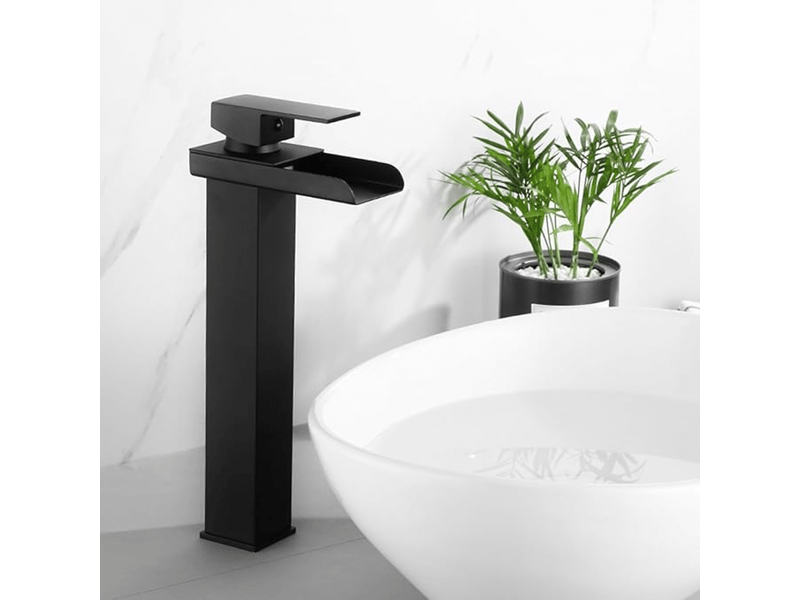  Robinet mitigeur de lavabo haut, noir, à large ouverture, cascade, robinets de lavabo g12, robinets de lavabo hauts, noir  - Conforama D