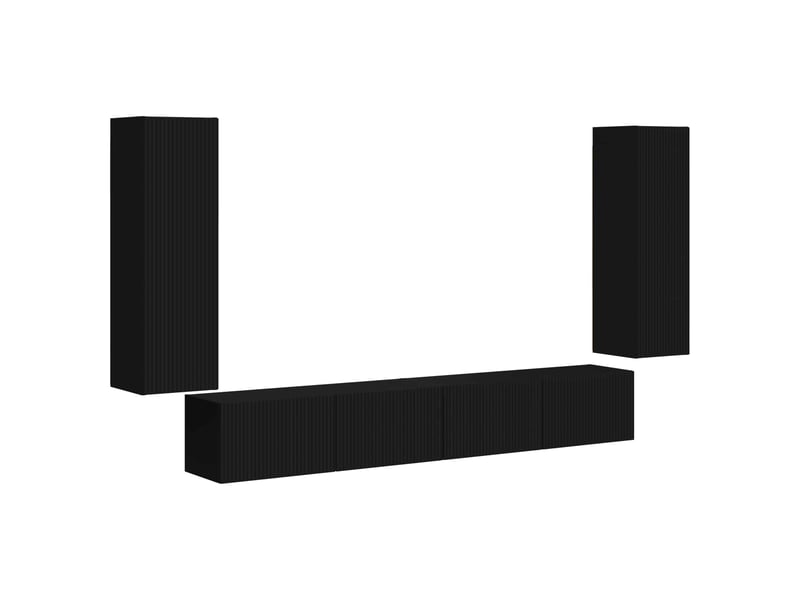  Ensemble de meuble tv - banc tv - meuble de rangement mural 4 pcs noir bois d'ingénierie  - Conforama A