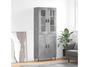 Buffet haut - bahut - meuble de rangement gris béton 69,5x34x180 cm bois d'ingénierie