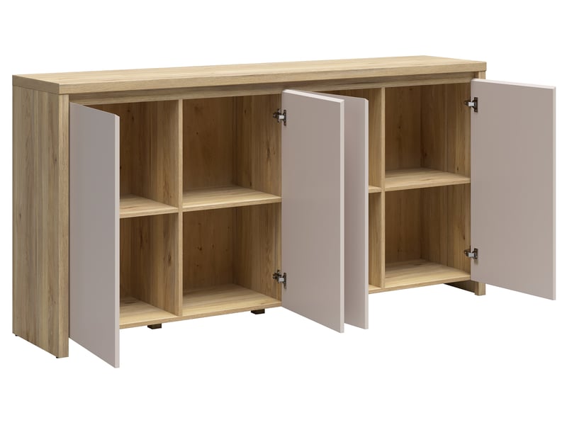  Buffet bas meuble de rangement 4 portes coloris chêne mauvellacachemire - longueur 182 x profondeur 40 x hauteur 94 cm  - Conforama C