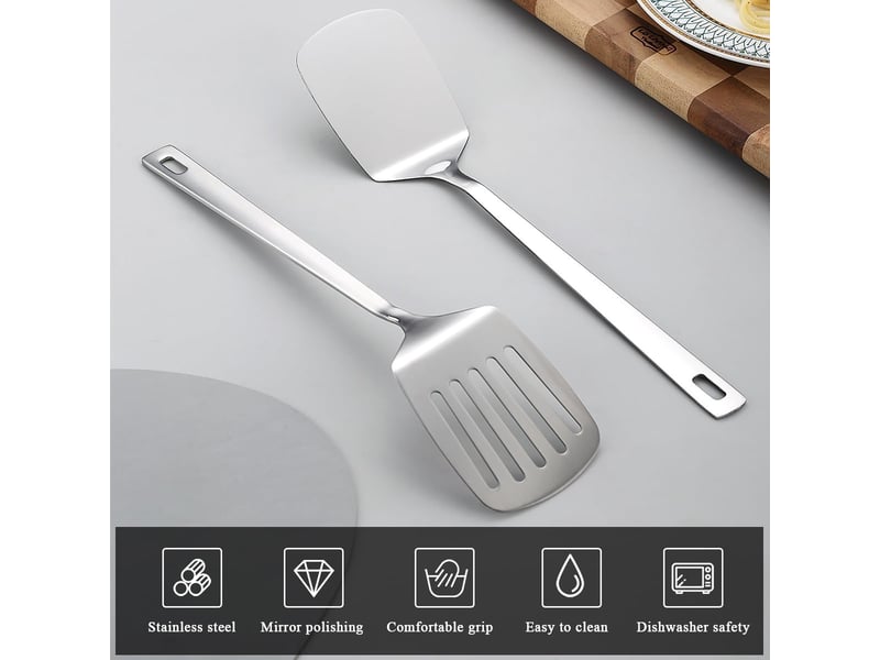  Lot de 2 spatules en acier inoxydable pour tournebroche – argenté  - Conforama C