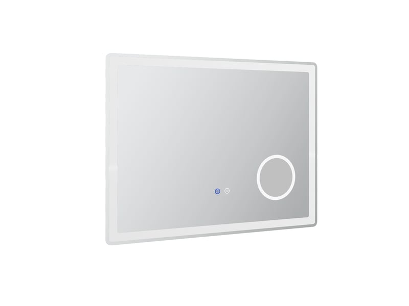  Miroir de salle de bains led 80x60 cm avec grossissement 3x tactile métal blanc  - Conforama A
