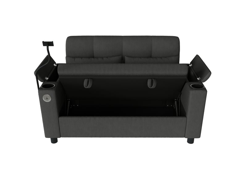  Canapé 2 places avec rangement 136.5x79.5x83.6 cm velours côtelé gris  - Conforama D