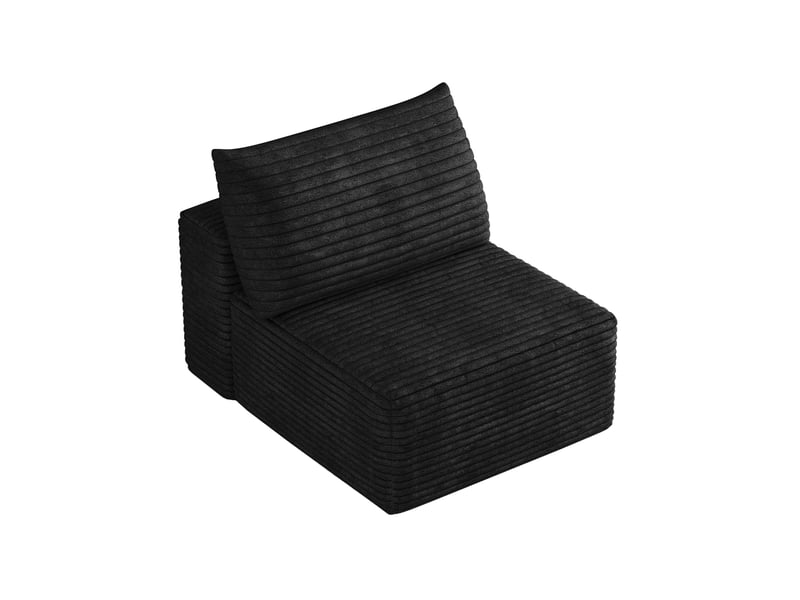  Fauteuil 1 place avec chaise longue en velours côtelé noir  - Conforama A